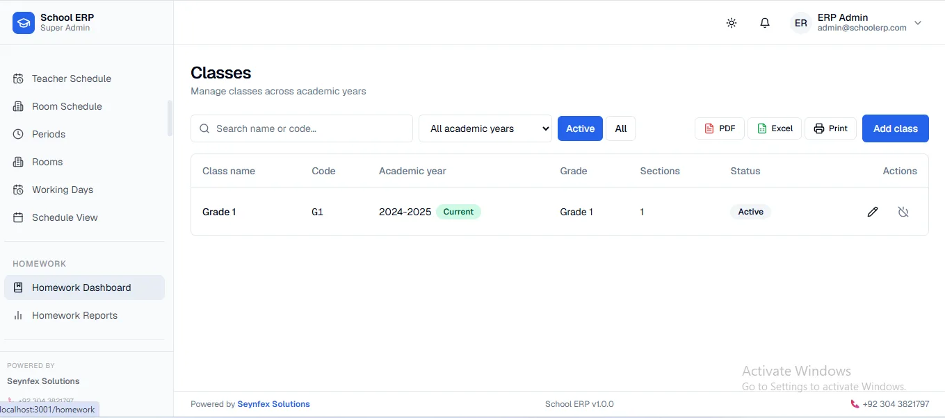 School ERP timetable and scheduling module with teacher and room schedules